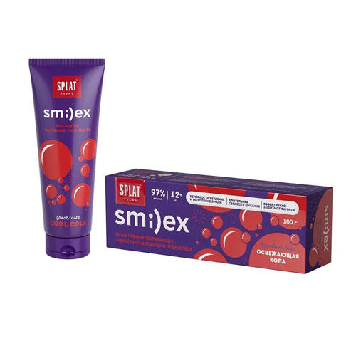 Splat Зубная паста для подростков SMILEX освежающая кола 100 г (Splat, Smi)ex), Smi)ex
Splat Зубная паста для подростков SMILEX освежающая кола 100 г (Splat, Smi)ex), Smi)ex