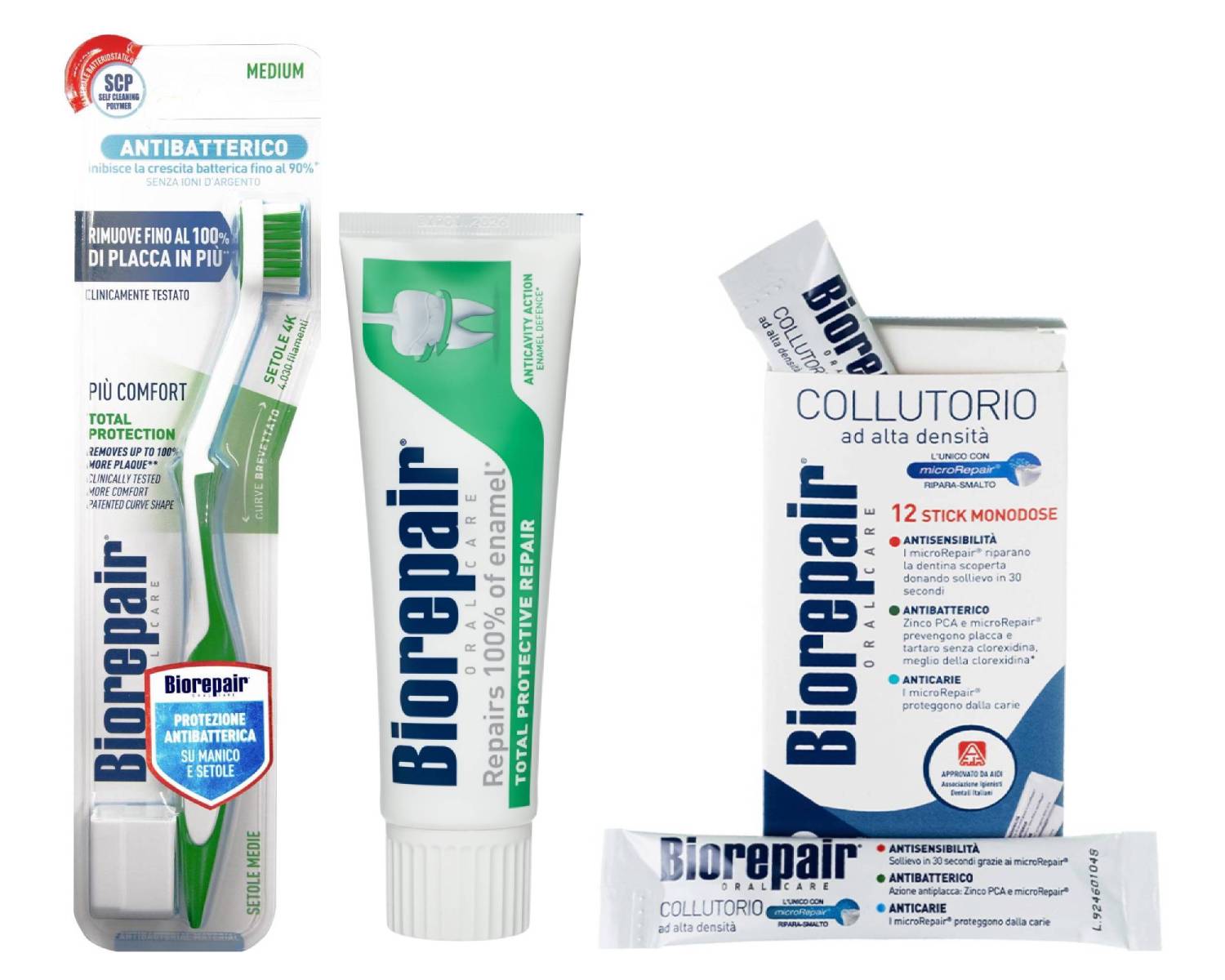 Biorepair Набор для путешественников (Зубная паста Total Protective Repair, 75 мл+Концентрированная жидкость для полоскания полости рта 12 стиков по 12 мл+Зубная щетка изогнутая Curve Protezione Totale, 1 шт) (Biorepair, )
Biorepair Набор для путешественников (Зубная паста Total Protective Repair, 75 мл+Концентрированная жидкость для полоскания полости рта 12 стиков по 12 мл+Зубная щетка изогнутая Curve Protezione Totale, 1 шт) (Biorepair, )