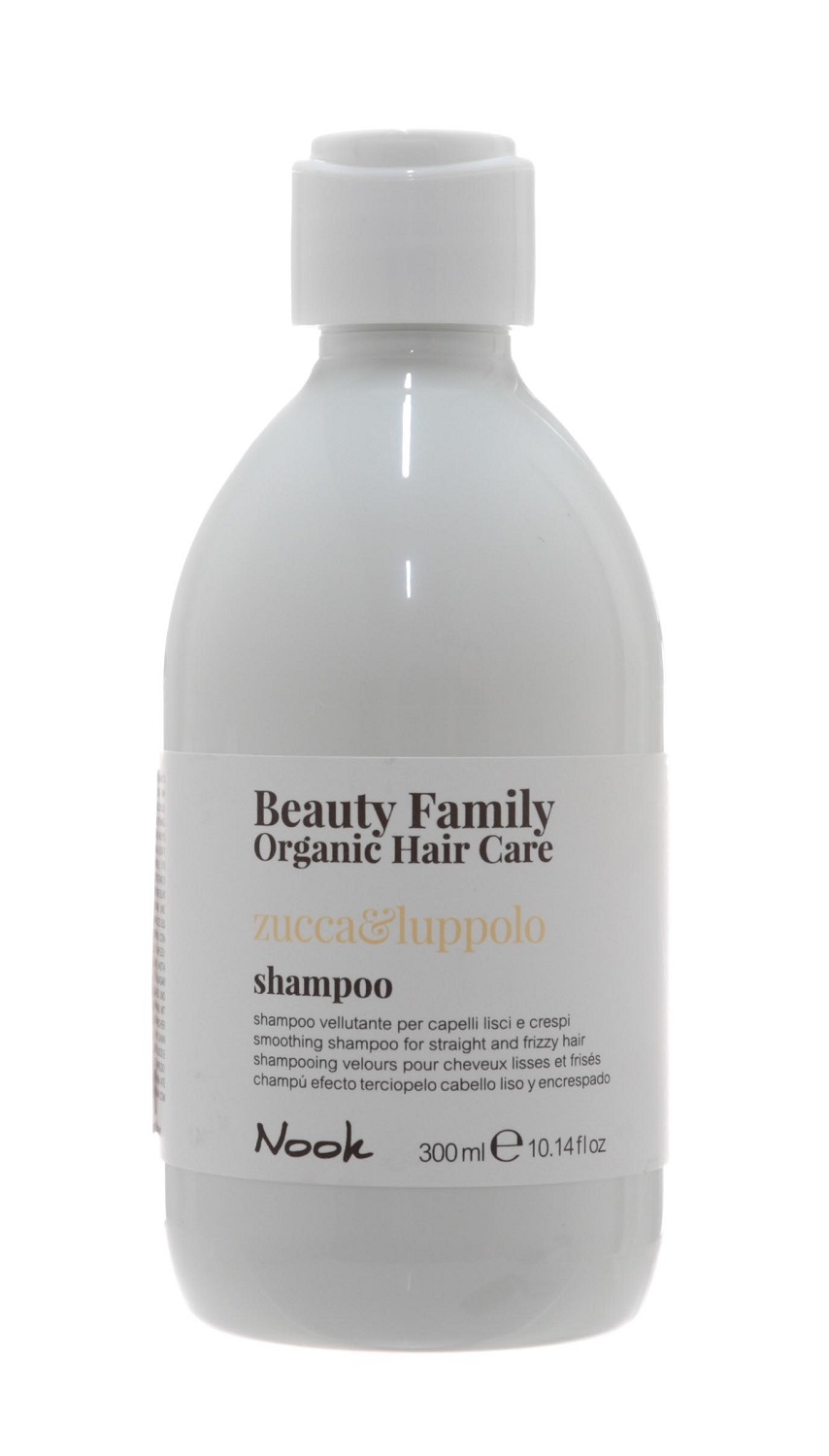 Nook Разглаживающий шампунь для прямых и вьющихся волос Shampoo Zucca&Luppolo, 300 мл (Nook, Beauty Family), Beauty Family 
Nook Разглаживающий шампунь для прямых и вьющихся волос Shampoo Zucca&Luppolo, 300 мл (Nook, Beauty Family), Beauty Family