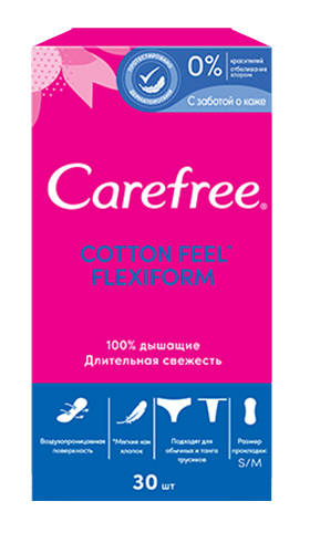 Carefree Ежедневные прокладки с ароматом свежести Cotton Feel FlexiForm, 30 шт (Carefree, На каждый день), На каждый день
Carefree Ежедневные прокладки с ароматом свежести Cotton Feel FlexiForm, 30 шт (Carefree, На каждый день), На каждый день