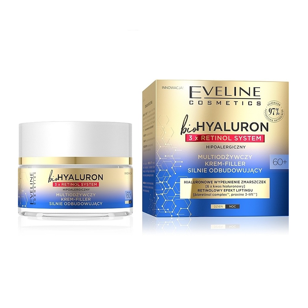 Eveline Cosmetics Интенсивно регенерирующий крем-филлер день/ночь 60+, 50 мл (Eveline Cosmetics, BioHyaluron 3x Retinol System), BioHyaluron 3x Retinol System
Eveline Cosmetics Интенсивно регенерирующий крем-филлер день/ночь 60+, 50 мл (Eveline Cosmetics, BioHyaluron 3x Retinol System), BioHyaluron 3x Retinol System