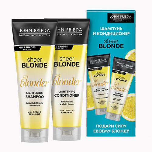 John Frieda Набор "Сила блонда" (Осветляющий шампунь Go Blonder, 250 мл + Осветляющий кондиционер Go Blonder, 250 мл) (John Frieda, Sheer Blonde), Sheer Blonde
John Frieda Набор "Сила блонда" (Осветляющий шампунь Go Blonder, 250 мл + Осветляющий кондиционер Go Blonder, 250 мл) (John Frieda, Sheer Blonde), Sheer Blonde