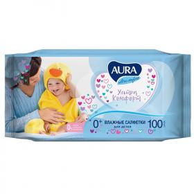 Aura Влажные салфетки для детей Ultra Comfort 0, 100 шт. фото
