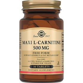 Solgar Аминокислота для превращения жиров в мышечную массу L-карнитин 500 мг в таблетках, 30 шт. фото