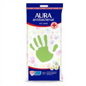 Aura Влажные салфетки антибактериальные Derma Protect с ромашкой 20 шт. фото