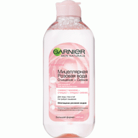 Garnier Мицеллярная розовая вода для снятия макияжа Очищение  Сияние, для тусклой и чувствительной кожи, 400 мл. фото