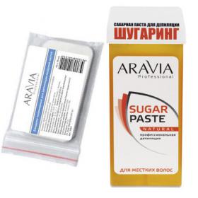 Aravia Professional Комплект  Бандаж полимерный, 45х70 мм, 30 шт   Паста сахарная для депиляции в картридже Натуральная. фото