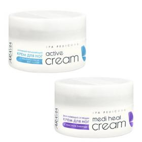 Aravia Professional Комплект Активный увлажняющий крем с гиалуроновой кислотой Active Cream, 150 мл  Регенерирующий крем от трещин с маслом лаванды Medi Heal Cream, 150 мл. фото