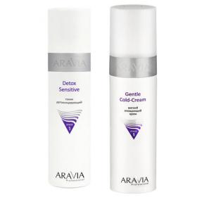 Aravia Professional Комплект Мягкий очищающий крем Gentle Cold-Cream, 250 мл  Тоник детоксицирующий Detox Sensitive, 250 мл. фото