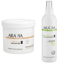 Aravia Professional Комплект Крем-скраб мягкий Silk Care, 550 мл  Лосьон мягкое очищение Gentle Cleansing, 300 мл. фото