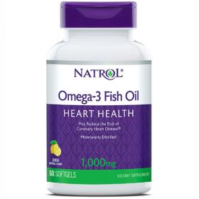 Natrol Рыбий жир омега-3 со вкусом лимона 1000 мг, 60 капсул. фото