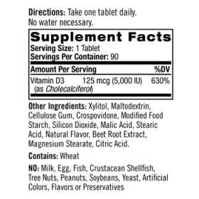 Natrol Витамин D3 быстрорастворимый со вкусом клубники 5000, 90 таблеток. фото