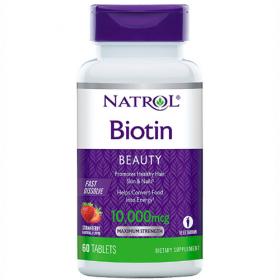 Natrol Биотин быстрорастворимый 10000 мкг, 60 таблеток. фото
