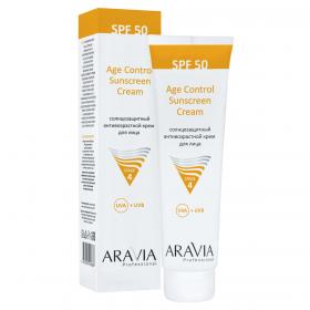 Aravia Professional Cолнцезащитный антивозрастной крем для лица Age Control Sunscreen Cream SPF 50, 100 мл. фото