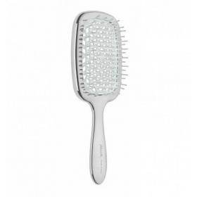 Janeke Щетка Superbrush Rectangular для волос, серебристая с белым, 21,5 x 9 x 3,5 см. фото