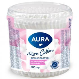 Aura Ватные палочки для ежедневного применения Pure Cotton в пластиковом стакане, 200 шт. фото