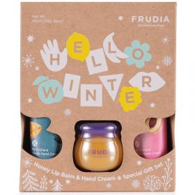 Frudia Подарочный набор Hello Winter бальзам для губ, 10 г  кремы для рук с манго и персиком, 2 х 30 г. фото