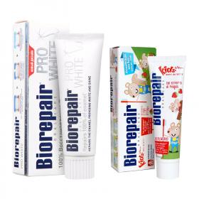 Biorepair Набор зубных паст для взрослых и детей, 75 мл  50 мл. фото
