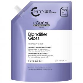 Loreal Professionnel Восстанавливающий шампунь Blondifier Gloss для мелированных и осветленных волос, рефил, 1500 мл. фото