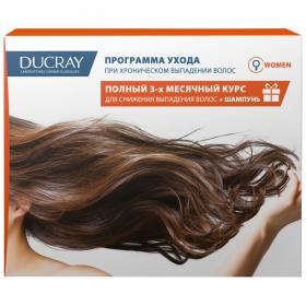 Ducray Промонабор лосьон для снижения выпадения волос у женщин 3 x 30 мл  шампунь для ухода за ослабленными, выпадающими волосами 100 мл. фото