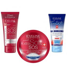 Eveline Cosmetics Набор крем SOS для рук 100 мл  крем для пяток 100 мл  крем SOS для лица и тела 200 мл. фото