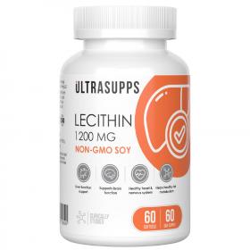 Ultrasupps Соевый лецитин 1200 мг, 60 мягких капсул. фото