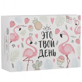 Подарочная упаковка Коробка складная Фламинго, 16  23  7,5 см. фото