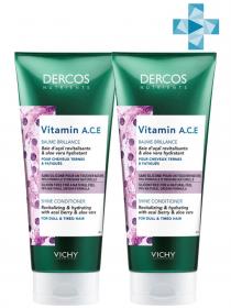 Vichy Комплект Vitamin Кондиционер для блеска волос Dercos Nutrients, 2 шт. по 200 мл. фото
