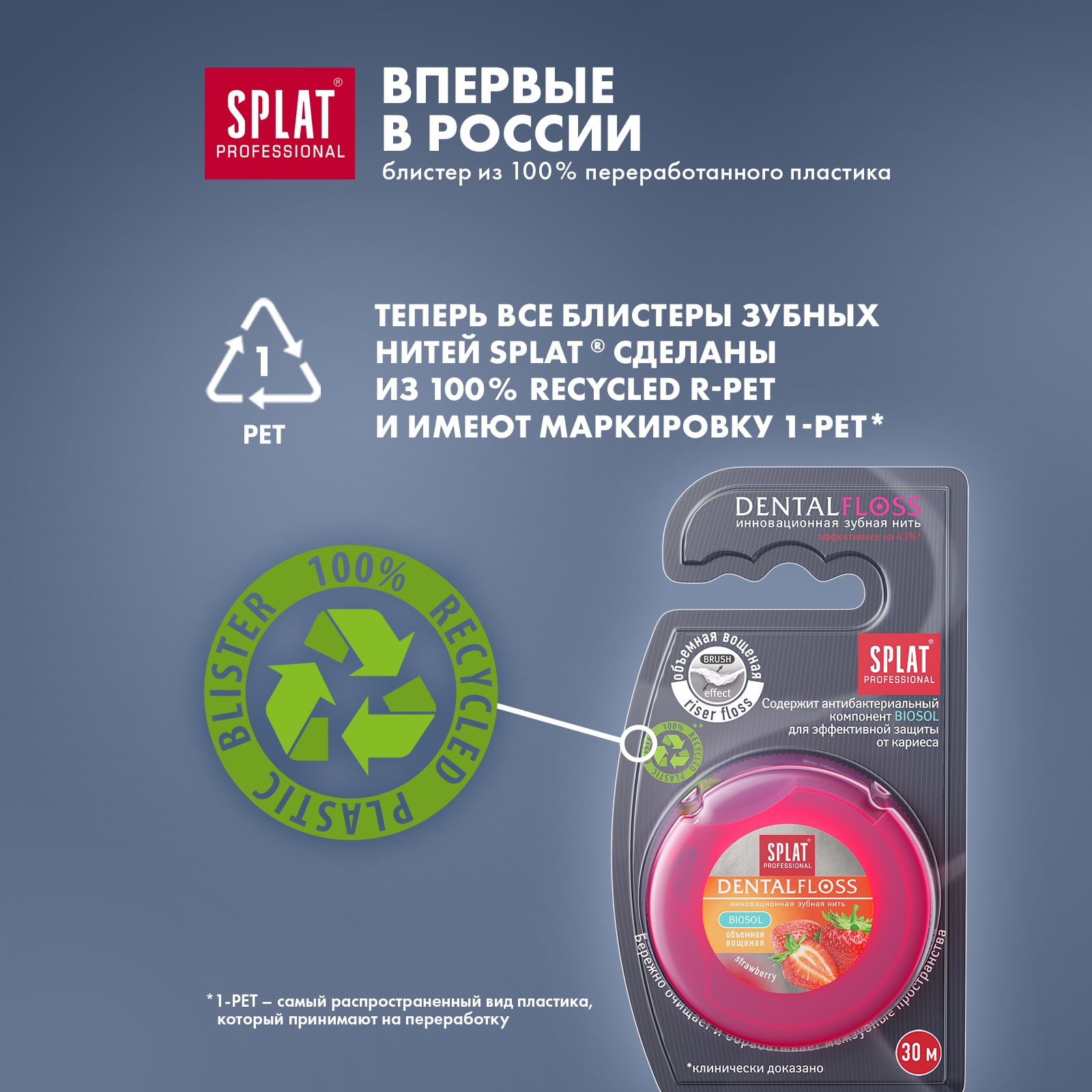 Сплат Объемная зубная нить DentalFloss с ароматом клубники 14+, 30 м (Splat, Professional) Сплат Объемная зубная нить DentalFloss с ароматом клубники 14+, 30 м (Splat, Professional) фото 2