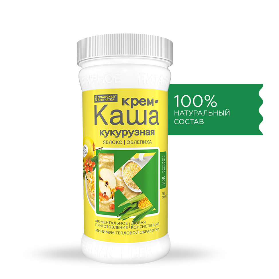  Крем каша кукурузная с ягодами (яблоко, облепиха), 350 гр (Сибирская клетчатка, Здоровое питание) фото 1