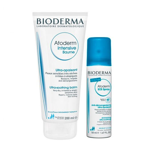 Биодерма Набор Атодерм: Бальзам Интенсив 200 мл + SOS Спрей 50 мл (Bioderma, Atoderm) фото 0