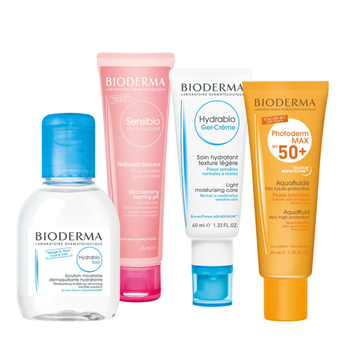 Bioderma Набор: Фотодерм Max Аквафлюид SPF 50+, 40 мл + Сенсибио очищающий гель 45 мл + Гидрабио H2O мицеллярная вода 100 мл + Гидрабио гель-крем 40 мл (Bioderma, Hydrabio)