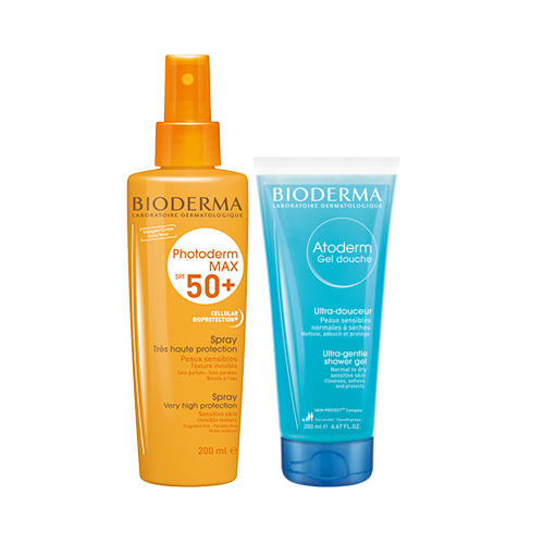Биодерма Набор: Фотодерм Mах Спрей SPF 50+, 200 мл + Атодерм Гель для душа 100 мл (Bioderma, Photoderm) фото 0