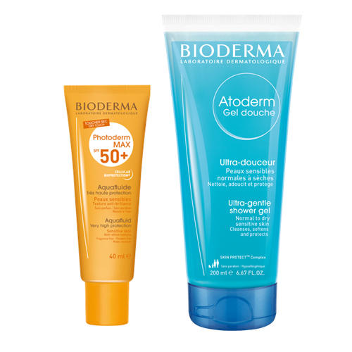 Биодерма Набор: Фотодерм Max Аквафлюид SPF 50+, 40 мл + Атодерм Гель для душа 100 мл (Bioderma, Photoderm) фото 0