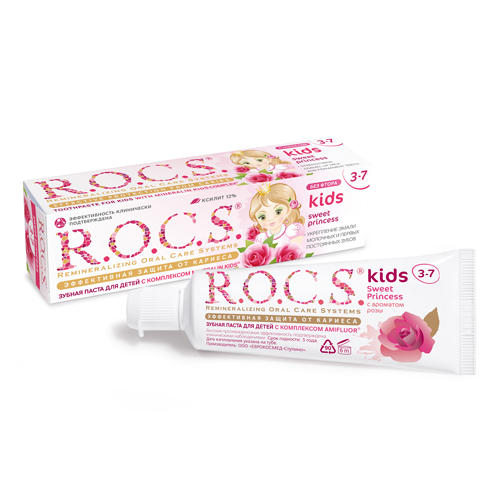 Рокс Зубная паста Kids Sweet Princess с ароматом Розы, 45 г (R.O.C.S., Kids 3-7 years) фото 0