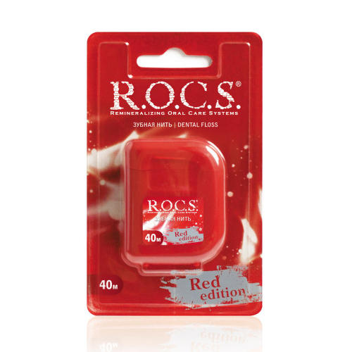 Рокс Крученая расширяющаяся зубная нить Red Edition 40 м (R.O.C.S., Зубные нити) фото 0