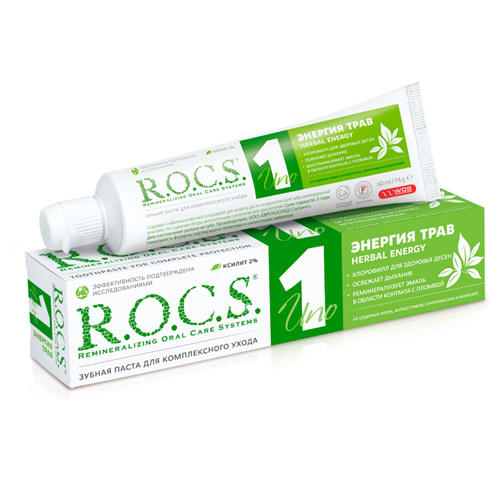 Рокс Uno Herbal Зубная паста Энергия трав 74 гр (R.O.C.S., Для Взрослых) фото 0