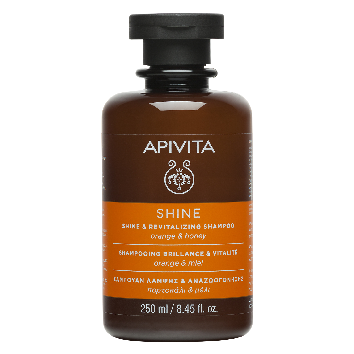 apivita экспресс маска для волос блеск и жизненная сила 20 мл пакет Apivita Шампунь Блеск & жизненная сила с апельсином и медом, 250 мл (Apivita, Hair)