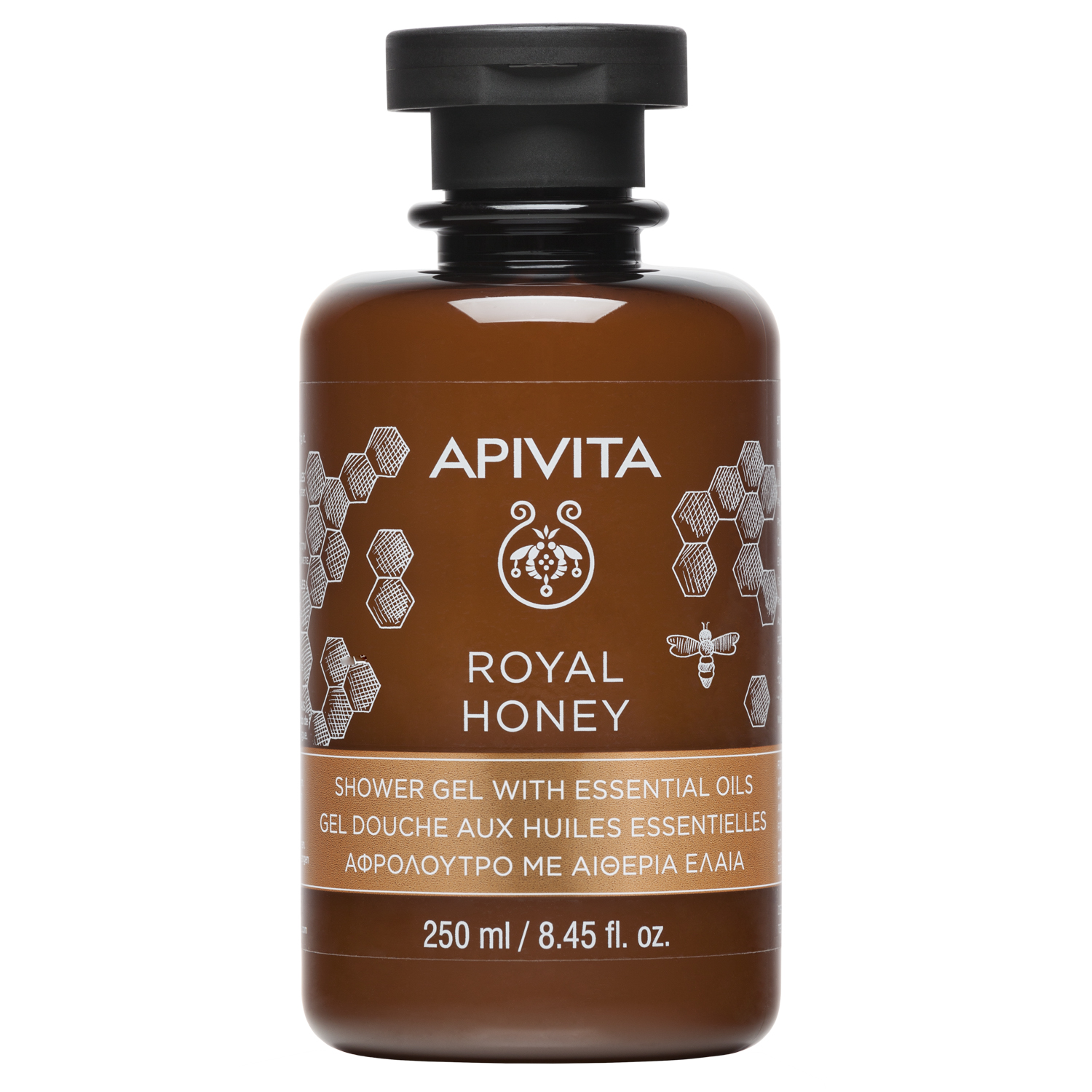Apivita Гель для душа Королевский мед с эфирными маслами, 250 мл (Apivita, Body) apivita миниатюра гель для душа горный чай с эфирными маслами 75 мл apivita body