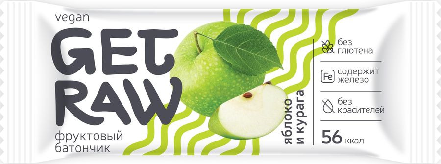 

Леовит Батончик фруктовый Яблоко и курага 30 гр (Леовит, Get Raw), Get Raw