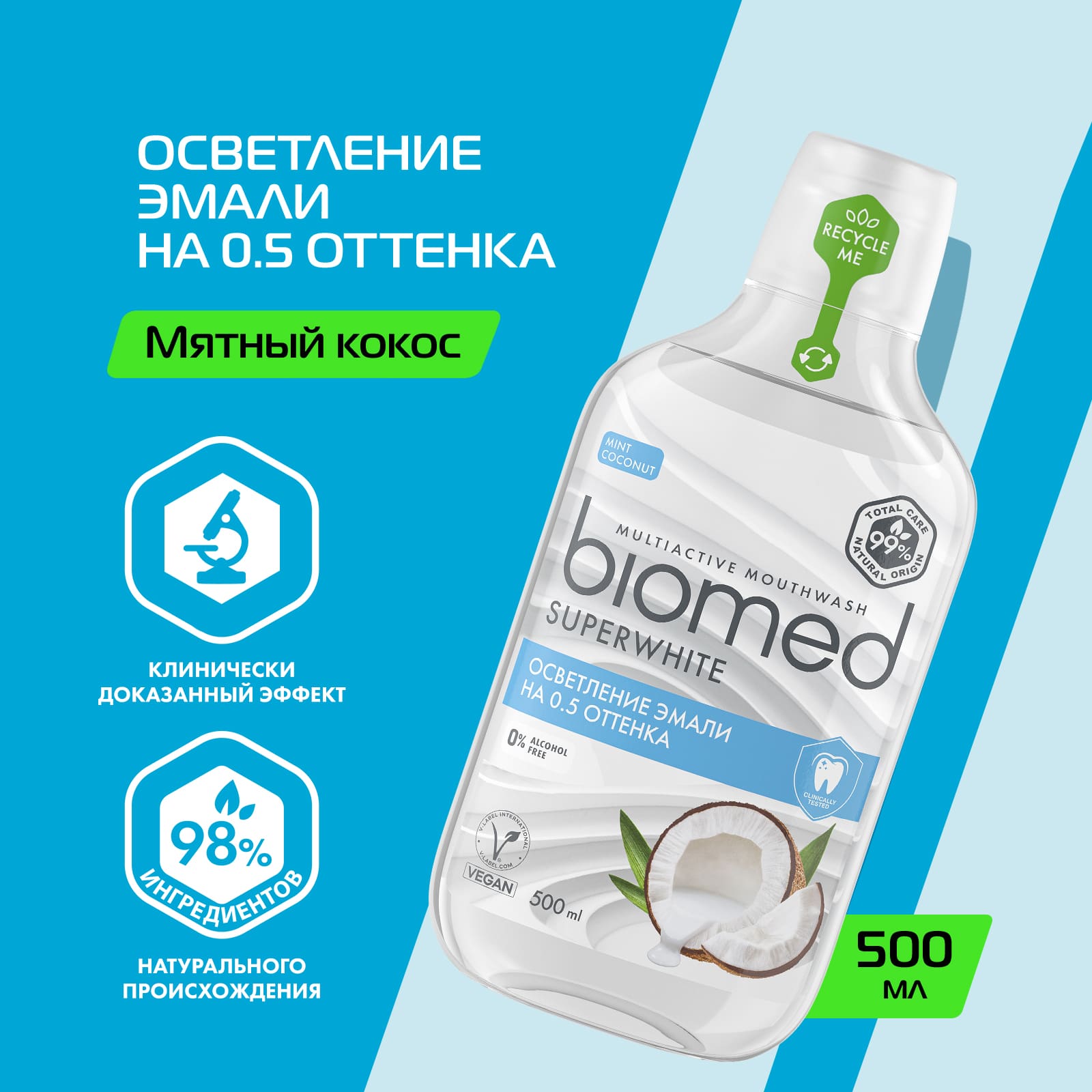 Сплат Комплексный ополаскиватель для полости рта Superwhite 6+, 500 мл (Splat, Biomed) фото 1