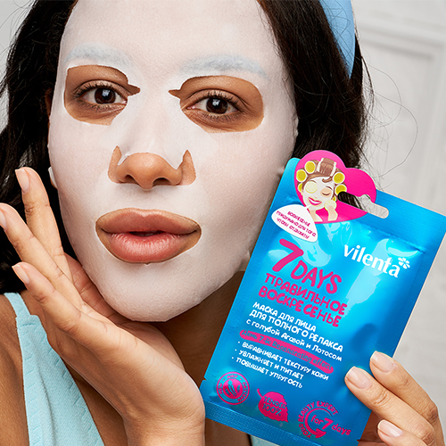  Маска для лица Правильное Воскресенье Для полного релакса с голубой Агавой и Лотосом, 28 г (7 Days, 7 DAYS) фото 3