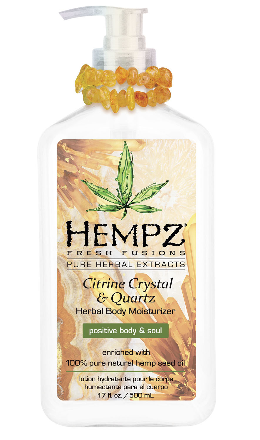 Hempz Увлажняющее молочко с мерцающим эффектом для тела Citrine Crystal & Quartz Body Moisturizer, 500 мл (Hempz, Желтый кварц)