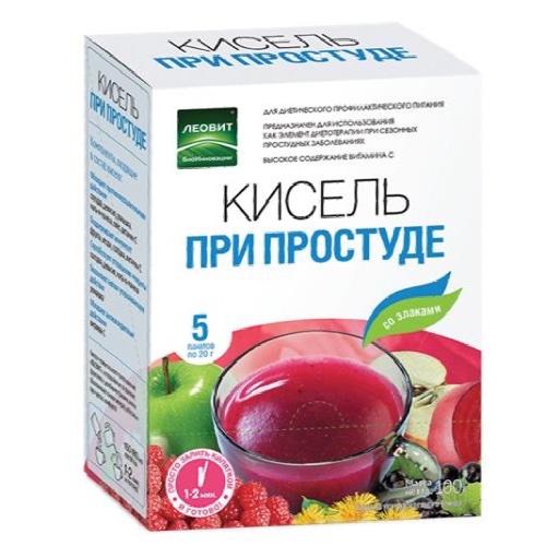 Леовит Кисель При простуде. 5 пакетов по 20 г. Упаковка 100 г (Леовит) леовит кисель очищающий 5 пакетов по 20 г упаковка 100 г леовит худеем за неделю