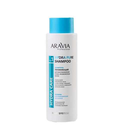 Купить Aravia Professional Шампунь увлажняющий для восстановления сухих обезвоженных волос Hydro Pure Shampoo, 400 мл (Aravia Professional, Уход за волосами), Россия