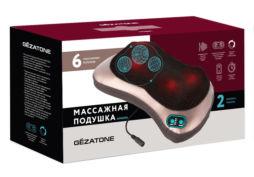 Жезатон Массажная подушка аккумуляторная Gezatone AMG394 (Gezatone, Массажеры для тела) Жезатон Массажная подушка аккумуляторная Gezatone AMG394 (Gezatone, Массажеры для тела) фото 10
