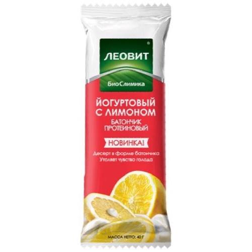 Леовит Батончик протеиновый Йогуртовый с лимоном. Упаковка 40 г (Леовит, Худеем за неделю) фото 0