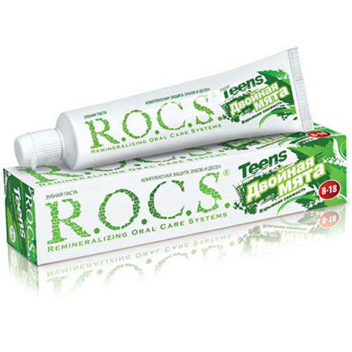 Рокс Зубная паста R.O.C.S Teens Двойная мята 74 гр. (R.O.C.S., Teens 8-18 years) фото 0