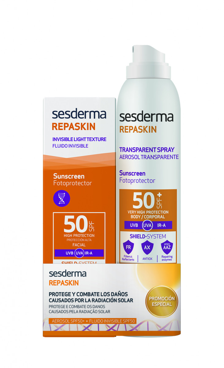 

Sesderma Промонабор Repaskin Средство солнцезащитное Aerosol SPF 50, 200 мл + Средство солнцезащитное сверхлегкое Invisible Facial Sunscreen SPF 50, 50мл (Sesderma, Промо Наборы), Промо Наборы