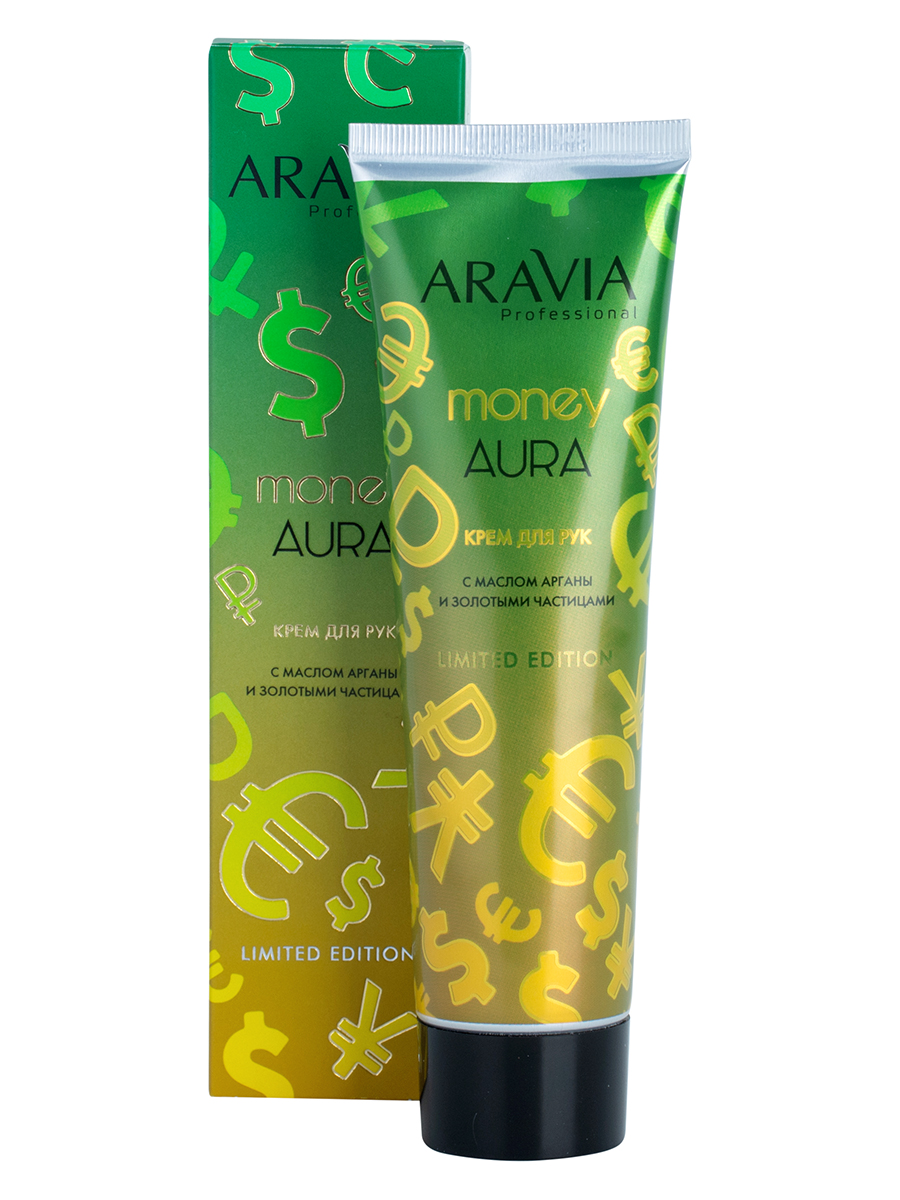 цена Aravia Professional Крем для рук Money Aura с маслом арганы и золотыми частицами, 100 мл (Aravia Professional, SPA маникюр)